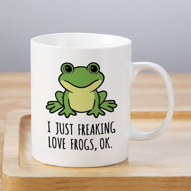 LOZACHE Cute Frog Coffee Mug, 11oz, Ceramic Tea & Milk Cup, Funny Gag Gift, White Elephant, for Frog Lovers - Image 3
