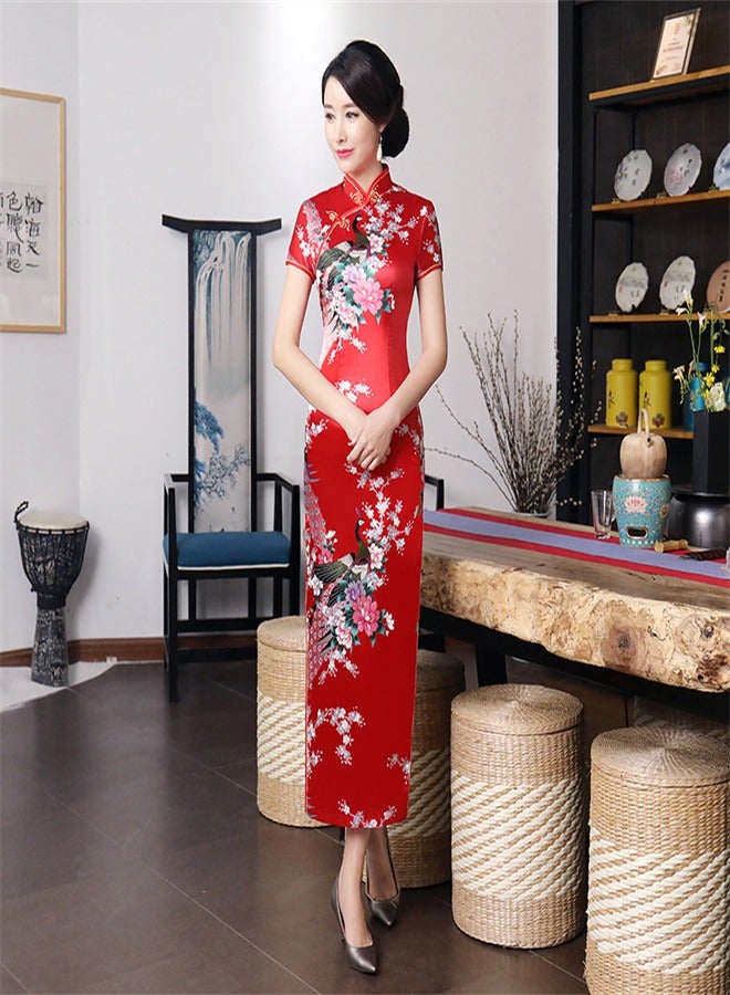 Loquat Short Sleeved Dress Red  - Image 1