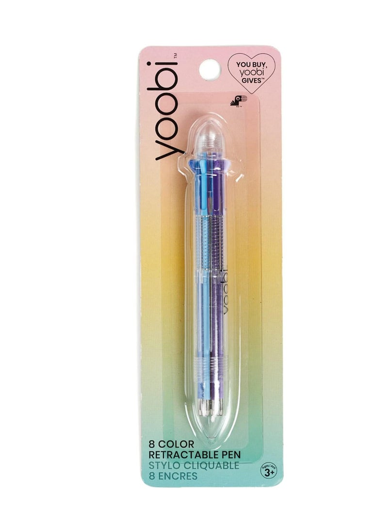 Yoobi - 8 Color Retractable Ballpoint Pen Clickable Ballpoint Multi-ink Pen - Image 1