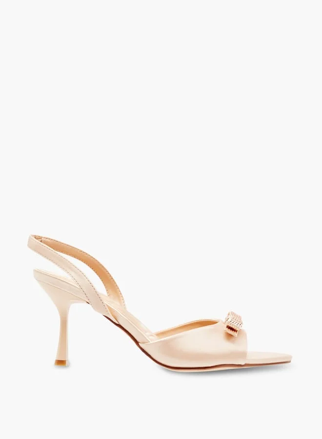 Celeste Women's Embellished Bow Slingback Sandals with Stiletto Heels