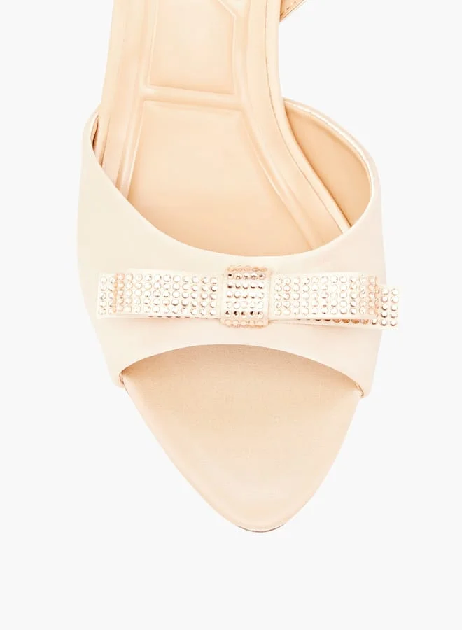Celeste Women's Embellished Bow Slingback Sandals with Stiletto Heels