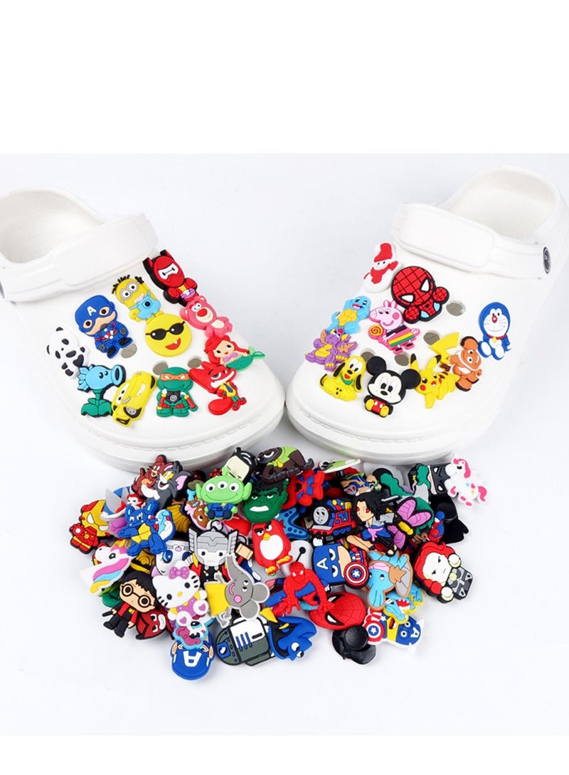 Crocs Shoes Decoration, Shoe Decoration Charms, Anime Multiple Styles, Mixed PVC Shoe Charms for Shoes Silicone Wristbands for Hole Hole Shoe Buckle Party Gift for Kids and Teens Girls 100 Pcs - Image 1