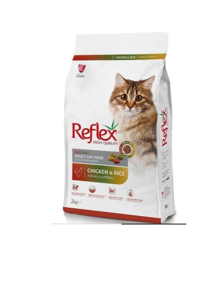 REFLEX - Gourmet Dry Food with Chicken & Rice for Adult Cats 2KG - Image 1