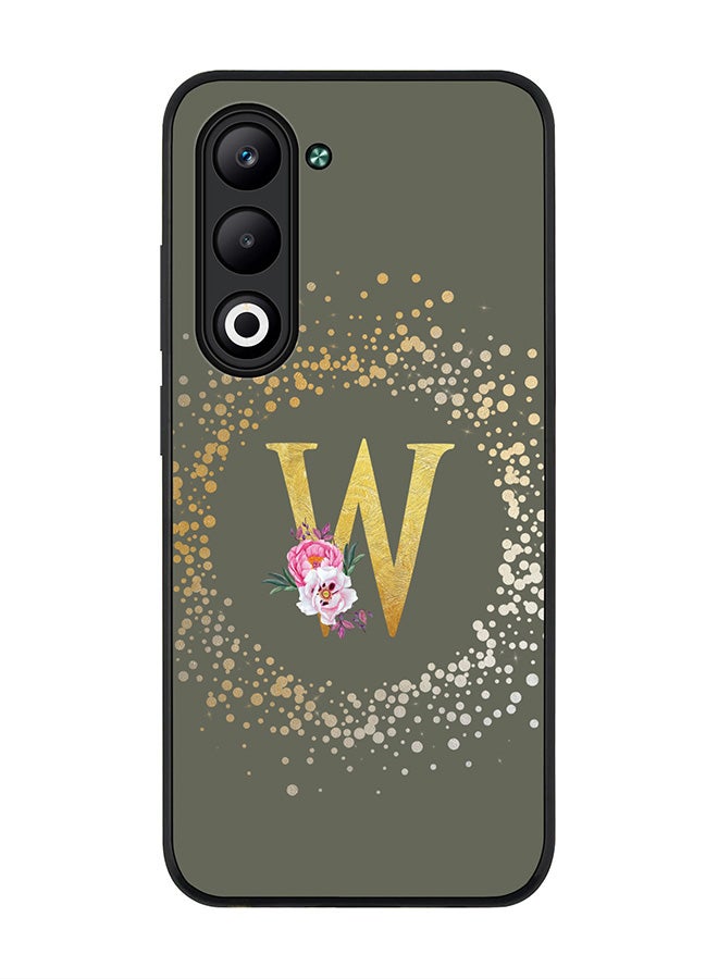 Stylizedd For Oppo A5 5G / A5 4G Case,Slim fit Camera Protection, Shockproof Thin Phone cover  - Custom Monogram Floral - W  (Olive Green )