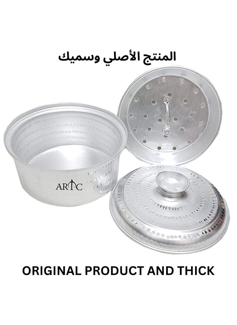 ARTC - ARTC Aluminum Basrai Mandi And Biryani Cooking Pot With Lid And Grill Net 33cm Silver - Image 1