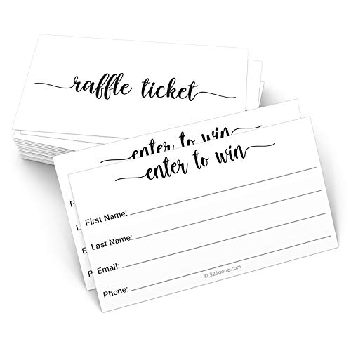 321Done Raffle Entry Form Cards 35x2 White Set of 50 Tickets for Contests Drawings and Lotteries Collect Name Address Phone Email - Image 1