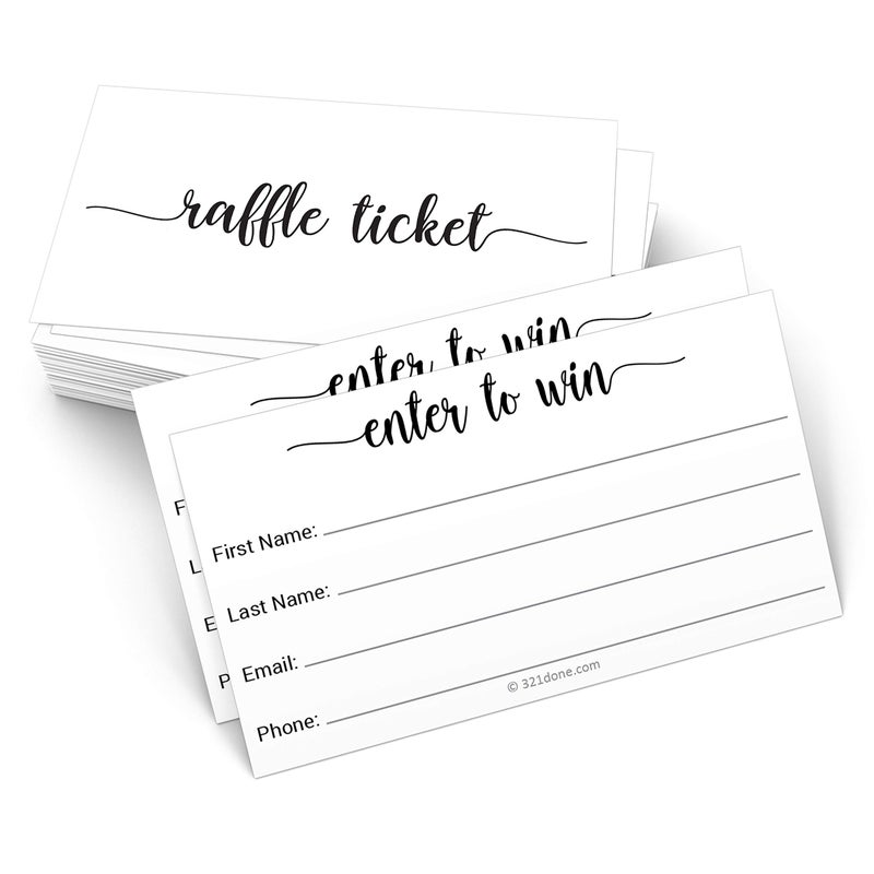 321Done Raffle Entry Form Cards 35x2 White Set of 50 Tickets for Contests Drawings and Lotteries Collect Name Address Phone Email - Image 2