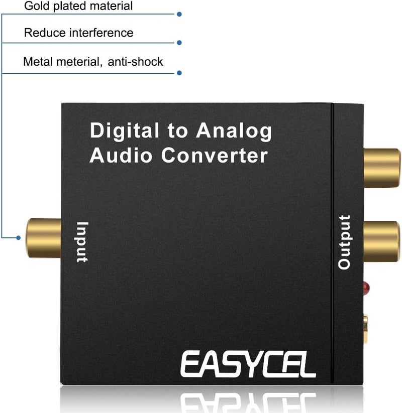 EASYCEL Audio Digital to Analog Converter DAC with 3.5mm Jack, Optical SPDIF Toslink Coaxial to Analog Stereo L/R Converter with Optical Cable and Power Adapter for PS3 PS4 Xbox - Image 5