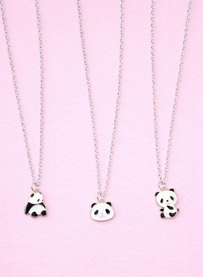 SUKHAD Cute Panda Pendant Necklace for Girls & Women - Silver Plated Chain with Enamel Panda Charm - Lightweight Kawaii Animal Jewelry Gift (Pack of 3 Designs) - Image 4