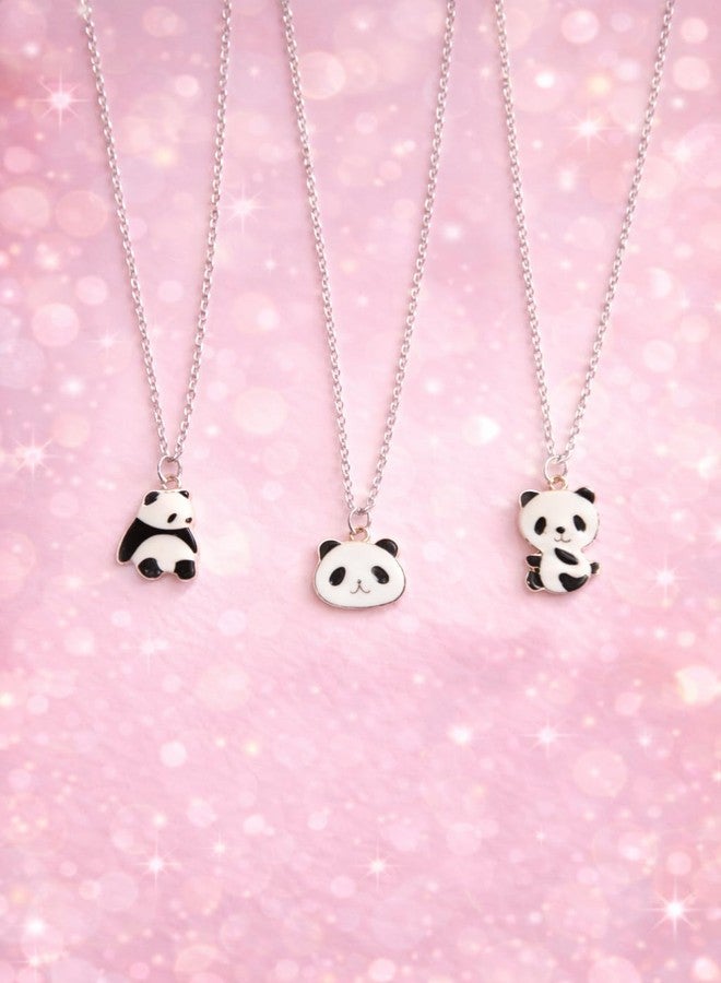 SUKHAD Cute Panda Pendant Necklace for Girls & Women - Silver Plated Chain with Enamel Panda Charm - Lightweight Kawaii Animal Jewelry Gift (Pack of 3 Designs) - Image 2