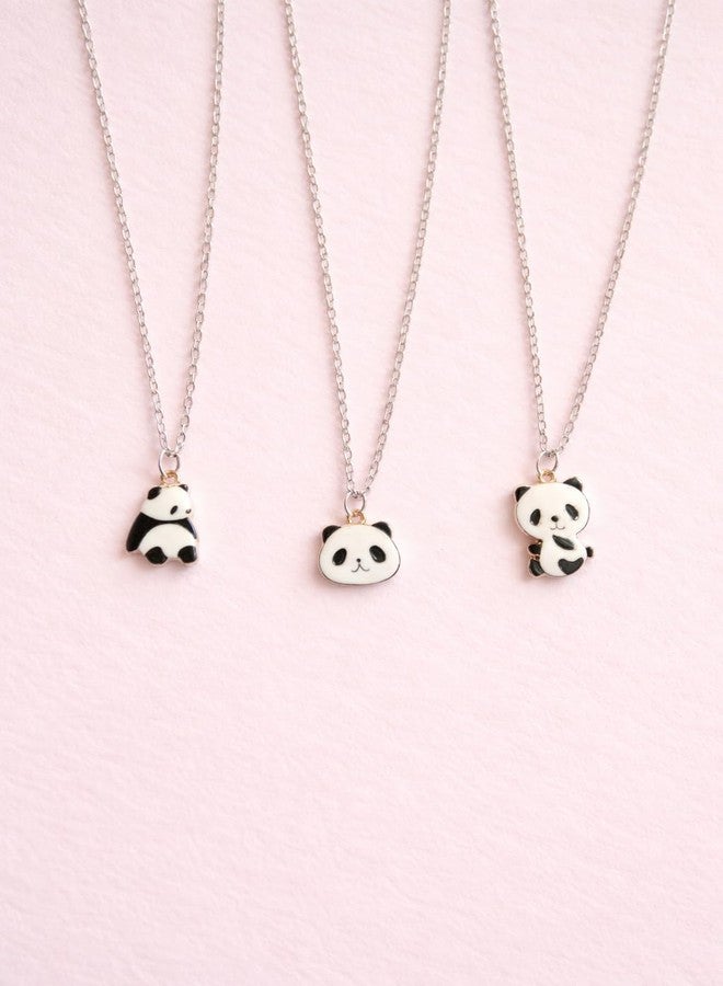 SUKHAD Cute Panda Pendant Necklace for Girls & Women - Silver Plated Chain with Enamel Panda Charm - Lightweight Kawaii Animal Jewelry Gift (Pack of 3 Designs) - Image 5