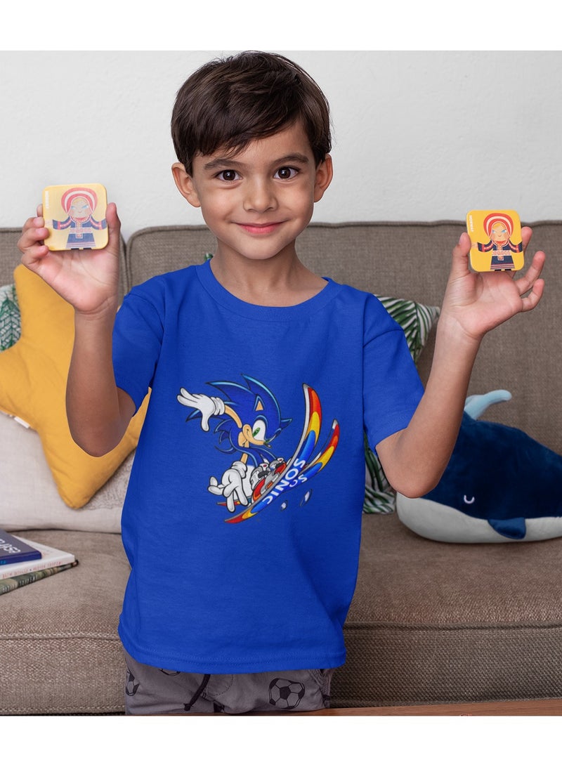 ZOOM مجموعة تي شيرتات أطفال بتصميم جرافيكي جديد سونيك