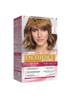 L'OREAL PARIS Excellence Crème Permanent Hair Color, 7.0 Blonde  - Image 1