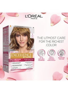 L'OREAL PARIS Excellence Crème Permanent Hair Color, 7.0 Blonde  - Image 3