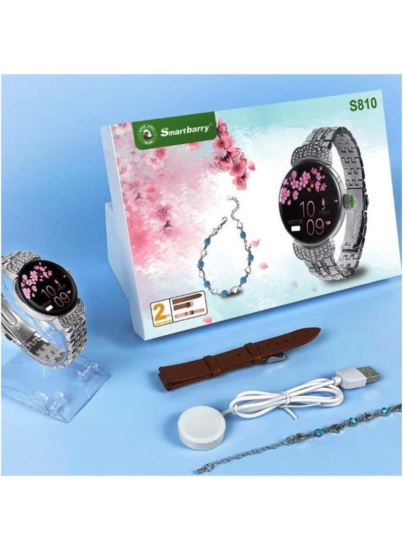 SMARTBERRY 2 in 1 Ladies Luxury Smartwatch S810 With 1.09 Inch Screen Women Diamond Bracelet Call Reminder Sleep Tracker - Image 2