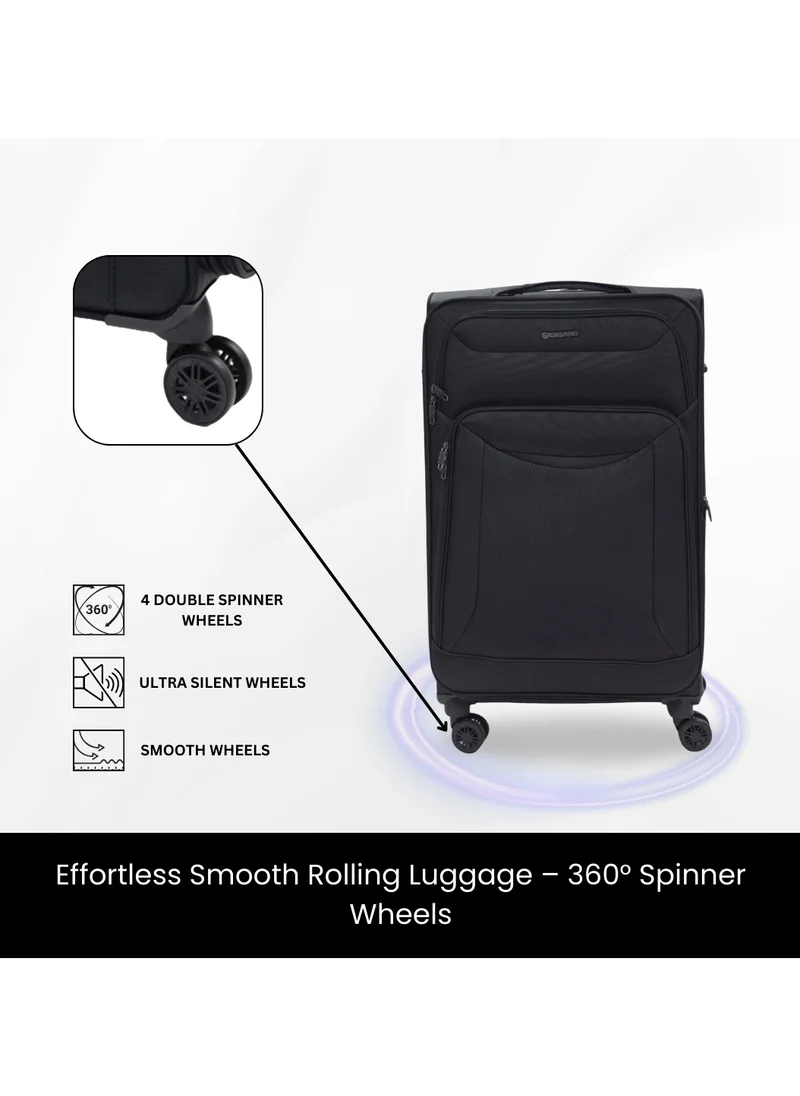 جيوردانو GIORDANO Casablanca Series Luggage Set Black, 3 Piece Soft Nylon Lightweight Durable Expandable 4 Wheels Suitcase Trolley Bag With Secure 3 Digit Number Lock.(20/24/28 INCH)