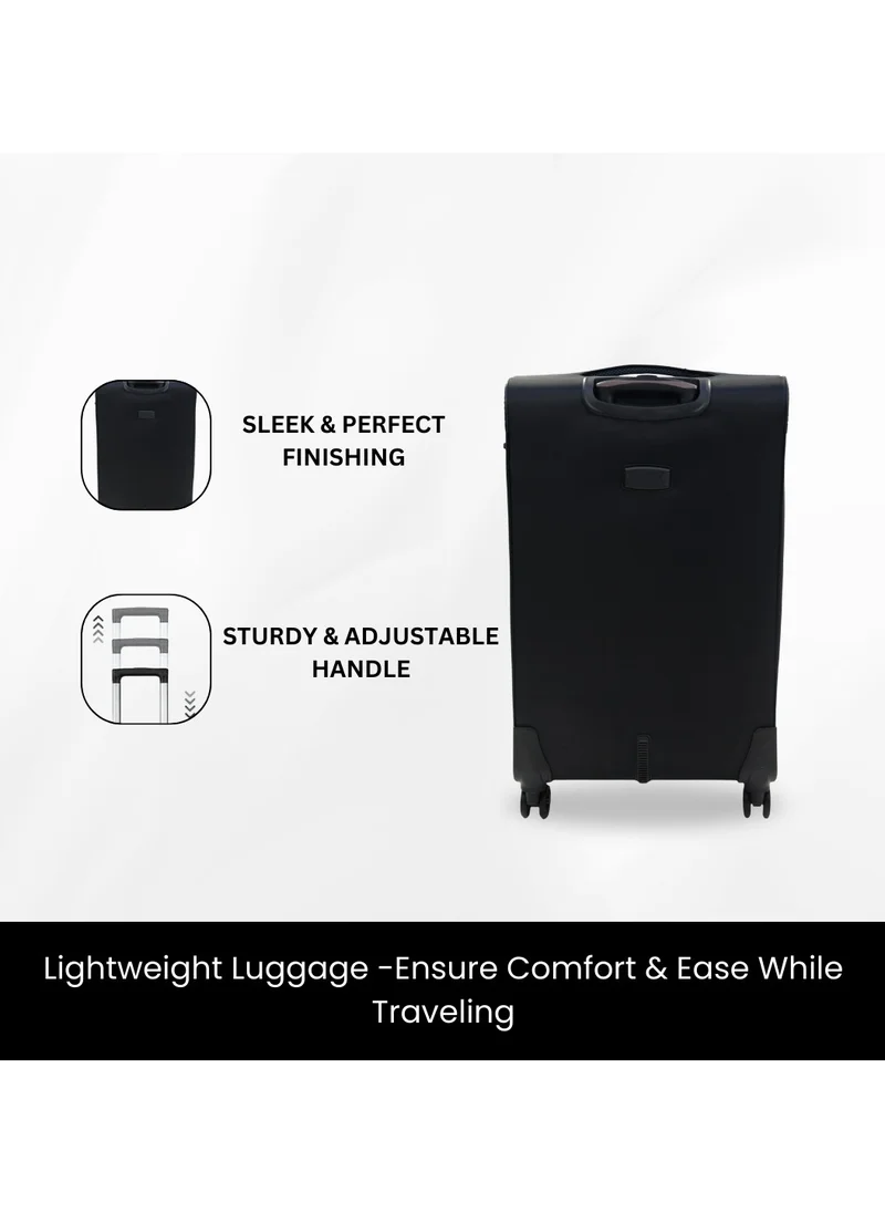 جيوردانو GIORDANO Casablanca Series Luggage Set Black, 3 Piece Soft Nylon Lightweight Durable Expandable 4 Wheels Suitcase Trolley Bag With Secure 3 Digit Number Lock.(20/24/28 INCH)