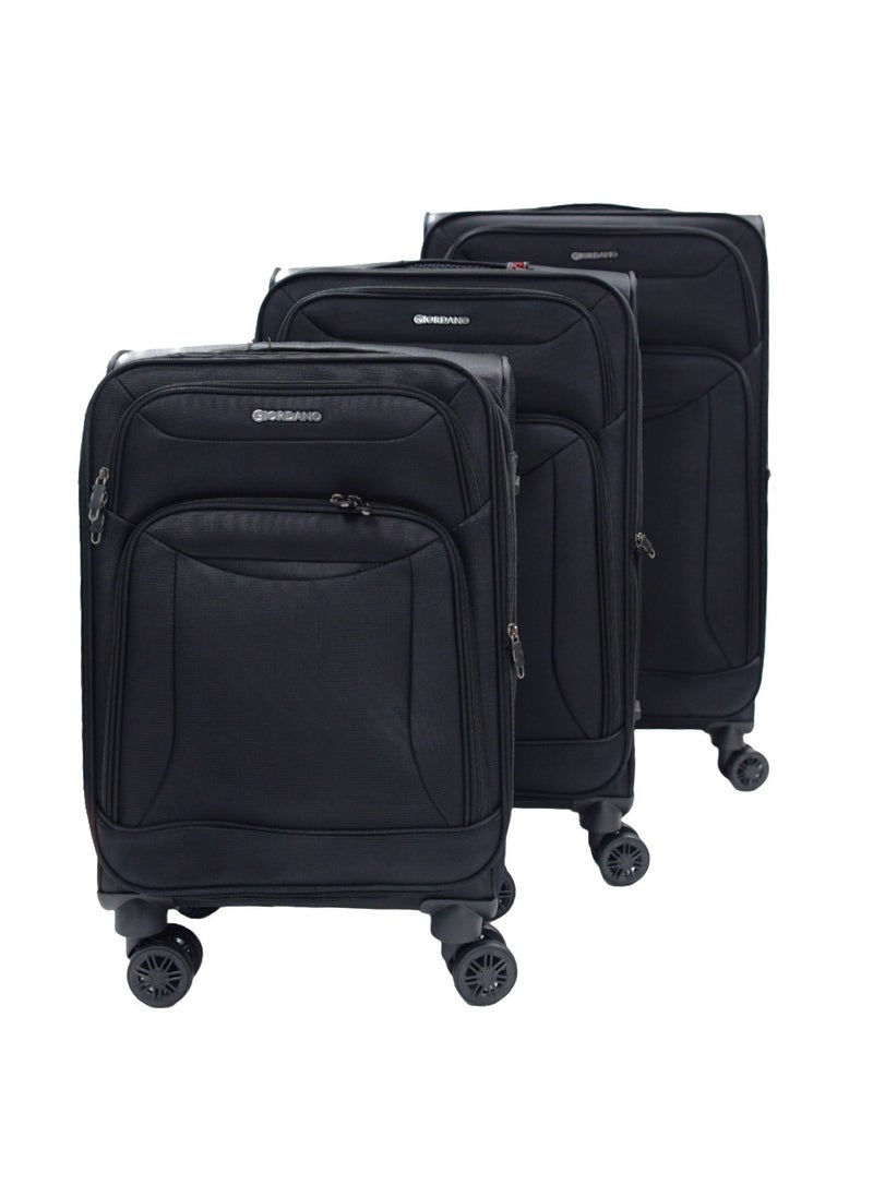 GIORDANO GIORDANO Casablanca Series Luggage Set Black, 3 Piece Soft Nylon Lightweight Durable Expandable 4 Wheels Suitcase Trolley Bag With Secure 3 Digit Number Lock.(20/24/28 INCH)  - Image 2