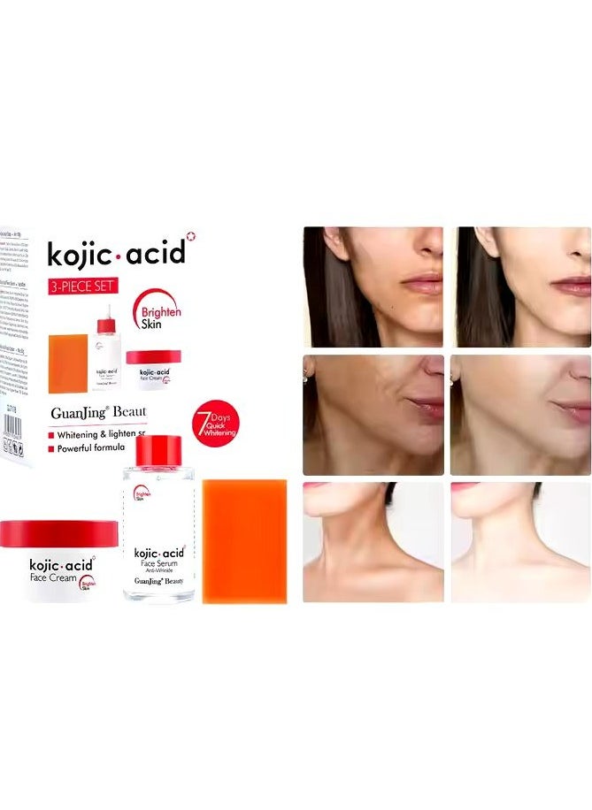 GuanJing Beauty 3Piecs Set Kojic Acid Whitening  Skin Care  - Image 2