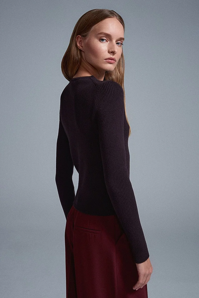 Dilvin Dark Mocha Brown DILVIN Women's Acrylic Wool Blend Sweater for Women | Best Price UAE