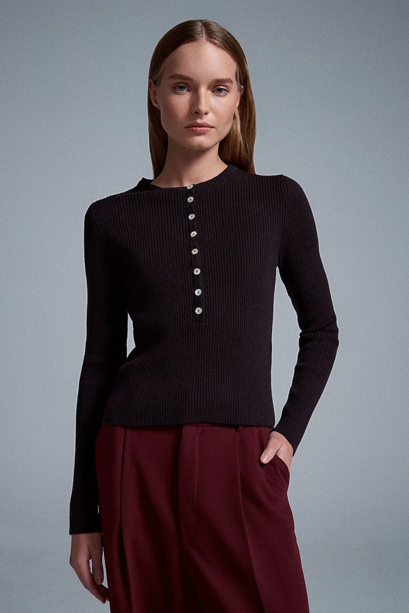 Dilvin Dark Mocha Brown DILVIN Women's Acrylic Wool Blend Sweater for Women | Best Price UAE