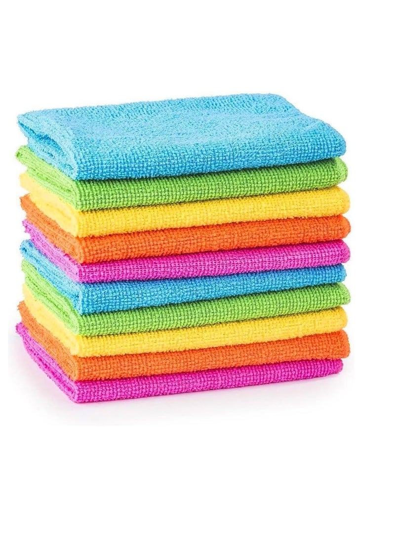 مناشف تنظيف من الألياف الدقيقة، مناشف تلميع السيارات والحمام (10 قطع)، متعددة الألوان - Image 1