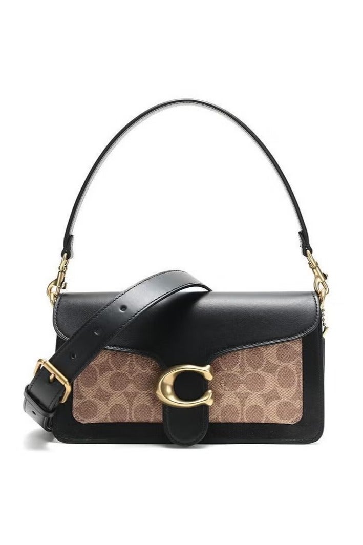 كوتش اوت ليت حقيبة كتف كوتش تابي 26 للنساء، حقيبة كروس بودي، قماش مميز، بني/أسود - Image 1