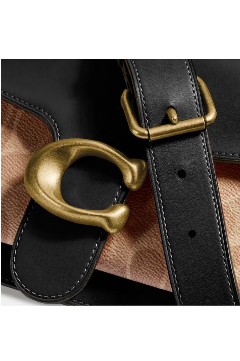 كوتش اوت ليت حقيبة كتف كوتش تابي 26 للنساء، حقيبة كروس بودي، قماش مميز، بني/أسود - Image 5