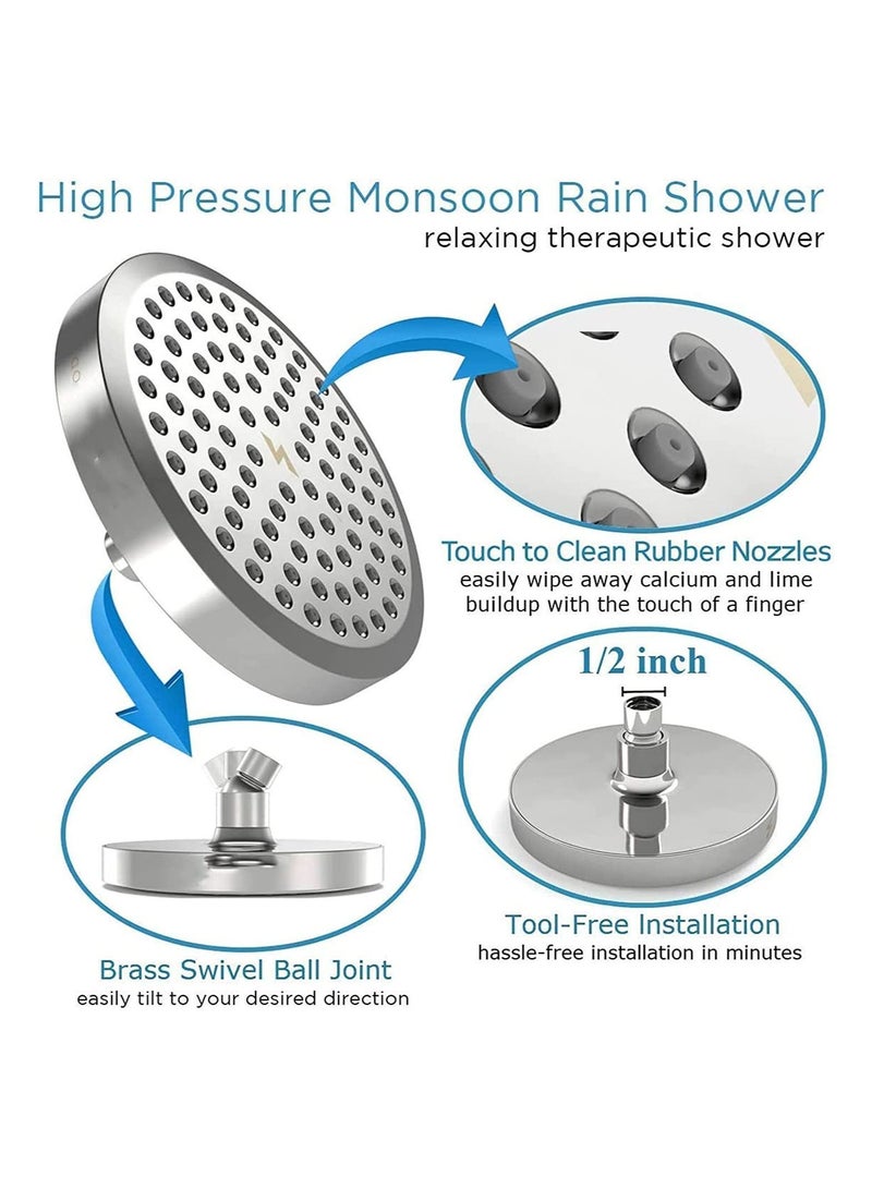 Y&D Shower Head, High Pressure Rain, Luxury Modern Chrome Look, Easy Tool Free Installation, The Perfect Adjustable Replacement For Your Bathroom Heads, Unstimulate Experience  - Image 2