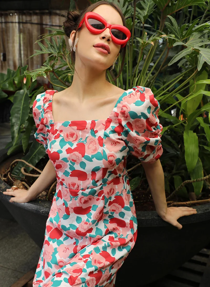PINACOLADA Floral Puff Sleeve Dress