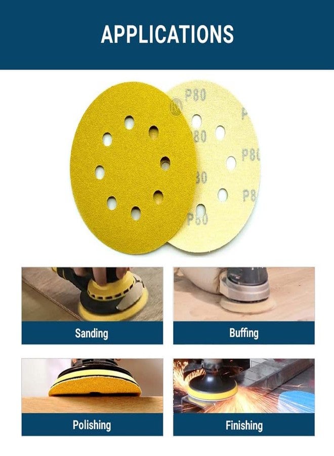 كاشطة القياس أقراص Benchmark Abrasives المصنوعة من أكسيد الألومنيوم الفاخر مقاس 5 بوصات، ذات 8 فتحات، مزودة بحلقات وخطاف، لصنفرة المعادن والمعادن غير الحديدية والخشب والبلاستيك والألياف الزجاجية (عبوة من 50 قرصًا) - حبيبات 100 - Image 4