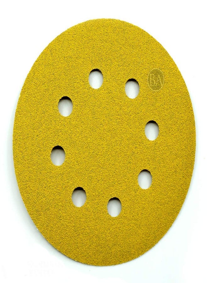 كاشطة القياس أقراص Benchmark Abrasives المصنوعة من أكسيد الألومنيوم الفاخر مقاس 5 بوصات، ذات 8 فتحات، مزودة بحلقات وخطاف، لصنفرة المعادن والمعادن غير الحديدية والخشب والبلاستيك والألياف الزجاجية (عبوة من 50 قرصًا) - حبيبات 100 - Image 1