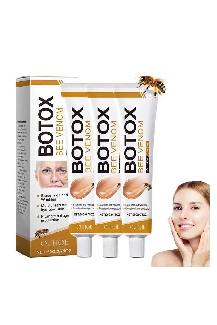أوهو 3 قطع من البوتولينوم كريم سم النحل لجميع أنواع البشرة لإزالة التجاعيد وتشديد وترطيب وسحب واستعادة ، ومكافحة الشيخوخة كريم سم النحل ، كريم مرطب - Image 1