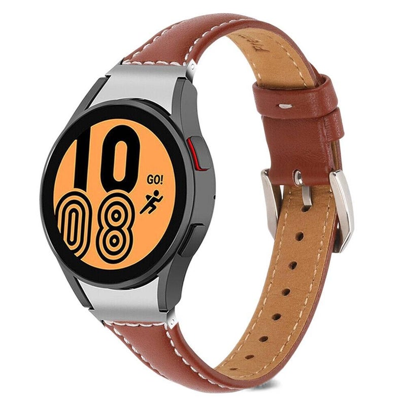Adjustable Leather Classic Strap Smartwatch Band Compatible with Samsung Galaxy Watch 5 Pro with Fit Replacement Strap Brown finish - Image 4