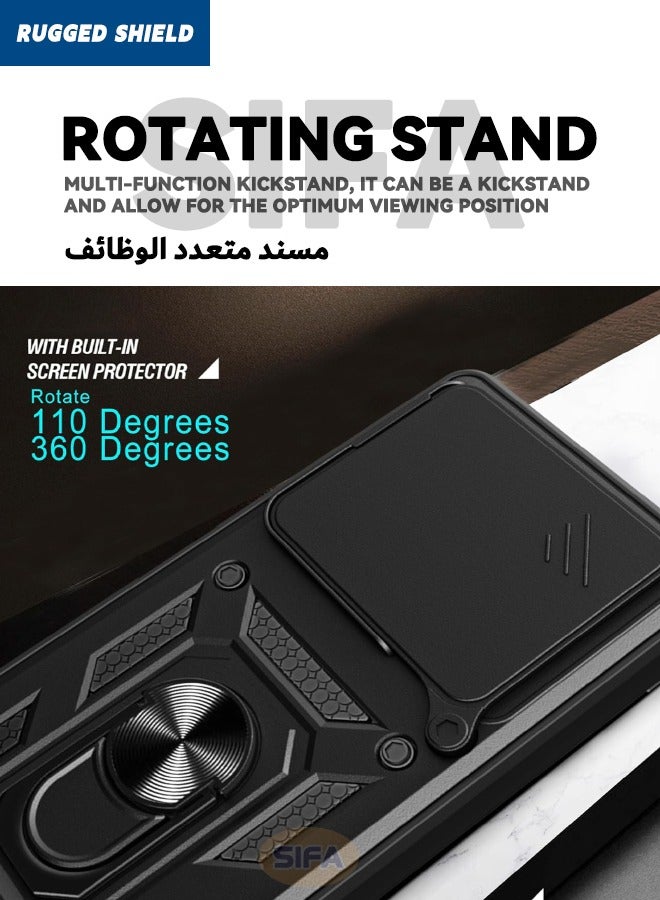 راجيد شيلد حافظة Infinix Note 40 Pro/40 Pro+ 5G (وليس 4G) مع غطاء كاميرا، غطاء هاتف مقاوم للصدمات شديد التحمل من الدرجة العسكرية مع مسند حلقي لهاتف Infinix Note 40 Pro/40 Pro+ 5G، أسود - Image 5