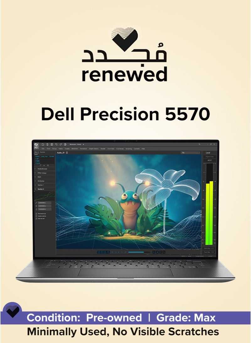 DELL Renewed - Precision 5570, Intel core i7-12800H , RAM 16GB DDR5 , 512GB SSD M.2 NVMe , NVIDIA RTX A2000 8GB DDR6 ,15.6 inch FHD LED-IPS English/Arabic Titanium Gray - Image 1