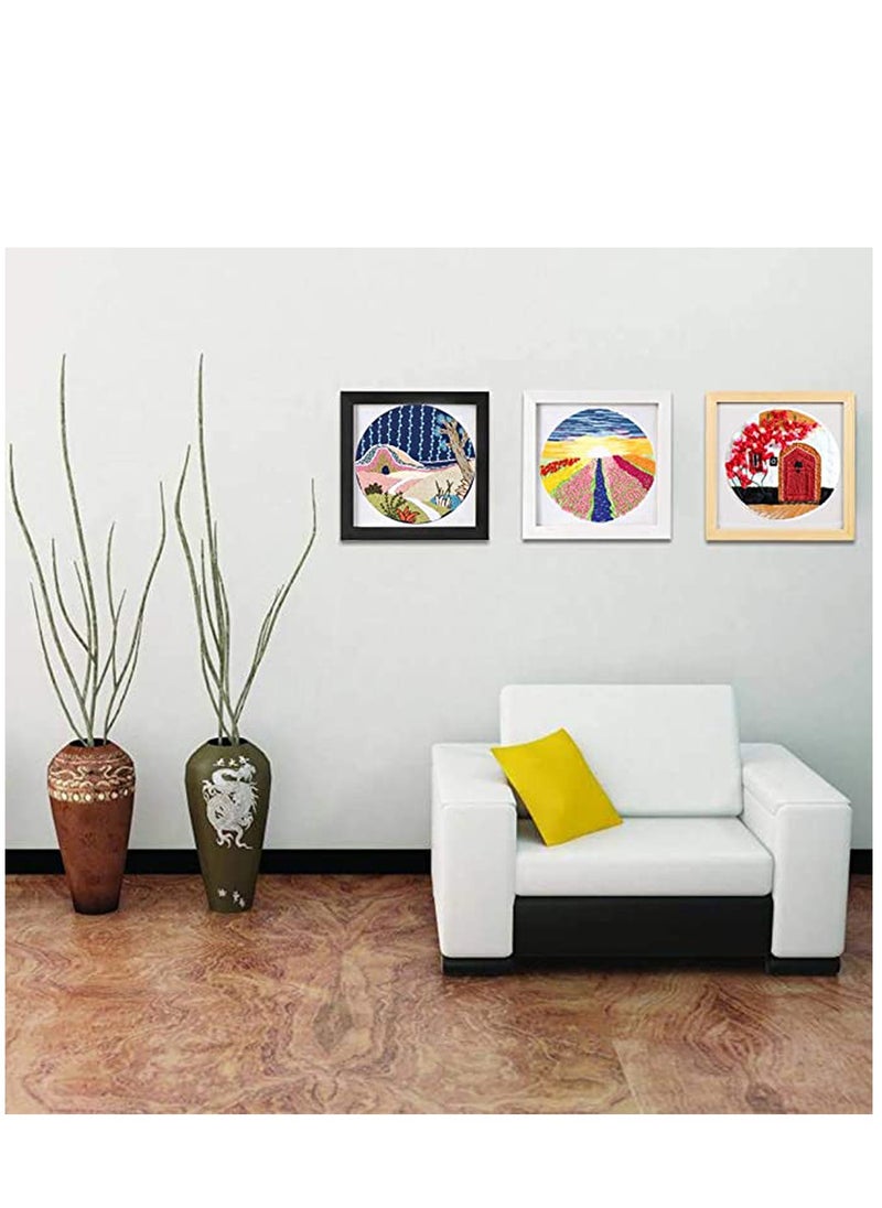 Embroidery Starter Kit with Pattern and Instructions 3 Sets Cross Stitch Kit Include Embroidery Clothes with Plants Flowers Pattern 1 Embroidery Hoops Color Threads and Tools