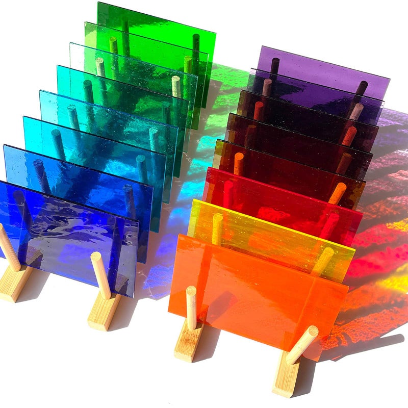 LITMIND 16 Sheets Transparent Stained Glass Variety Pack â€“ 4 x 6 Inch Cathedral Art Glass in Assorted Colors for Suncatchers, Mosaic Crafts & DIY Projects - Image 1