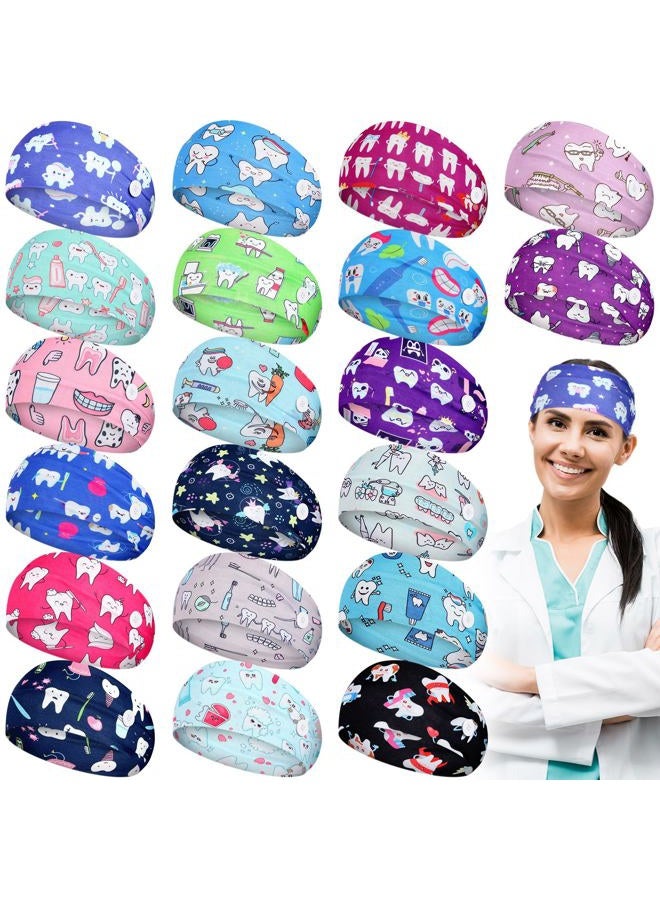 Canlierr 20 Pcs Dental Headbands Christmas Gift with Buttons Non Slip Cute Dental Doctor Nursing Assistant Accessories Nursing Sweat Wicking Soft Head Bands for Christmas Gifts Medical Healthcare Work - Image 1