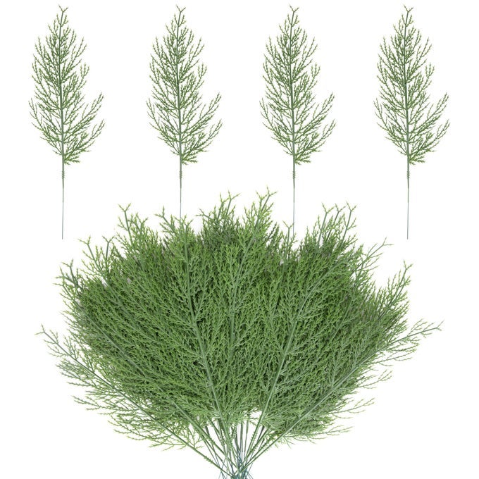 40 PCS ARTIFICIAL PINE LEAVES BRANCHES137 INCHES FAKE GREENERY PINE SPRIGSFAUX PICKS FOR DIY GARLAND WREATH CHRISTMAS EMBELLISHING AND HOME GARDEN DECORATION 40PCS