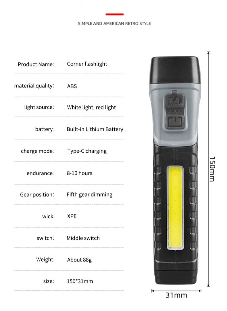 Shopit - Multifunctional Folding Flashlight, 90 Degree Folding Flashlight, Mini LED Torch Light for Emergencies Camping, Super Bright Flashlight High Lumens Light  with Clip - Image 1