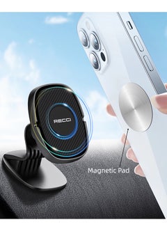 Recci Magnetic Car Phone Holder for Dashboard 360 Rotateble Strong Magnetic Phone Holder in Car Fits iPhones Androids for Anti-Slip and Stable Black  - Image 1