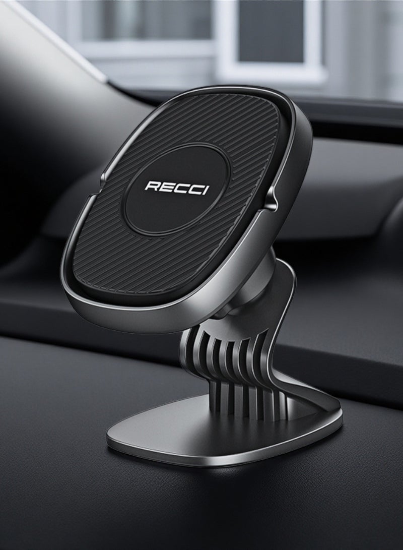 Recci حامل هاتف مغناطيسي للسيارة للوحة القيادة قابل للدوران 360 درجة حامل هاتف مغناطيسي قوي في السيارة يناسب آيفون وأندرويد لمقاومة الانزلاق والثبات باللون الأسود - Image 1