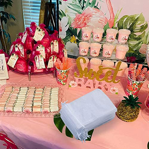 ANZNKU 50 Pack Organza Bags 5 x 7 Inch, White Sheer Favor Mesh Bags Drawstring, Gift Bag Small Size, Mesh Bag Drawstring For Wedding Party - Image 4