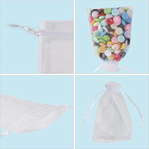 ANZNKU 50 Pack Organza Bags 5 x 7 Inch, White Sheer Favor Mesh Bags Drawstring, Gift Bag Small Size, Mesh Bag Drawstring For Wedding Party - Image 3