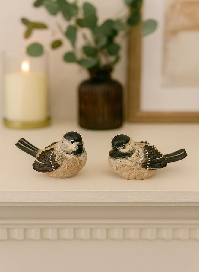 The Bridge Collection Set of 2 Brown Chickadee Bird Figurines- Bird Decor - Mantle Decorations- Spring Figurine- Bird Figurines Home Decor - Image 4