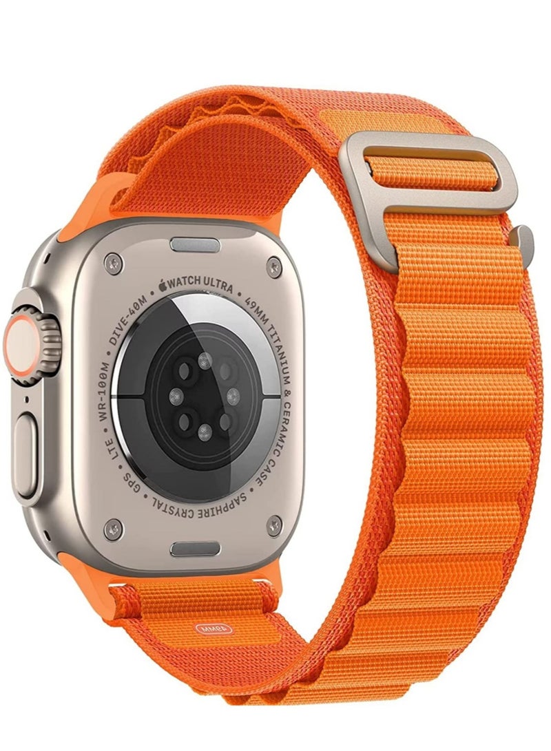 ELTRAZONE Apple Watch Ultra Straps,Women Men,Two Textile Layers Woven Loop Titanium G-Hook Sport Band for Iwatch Series 8/7/6/5/4/3/2/1/SE,Starlight,44/45/49mm - Image 2