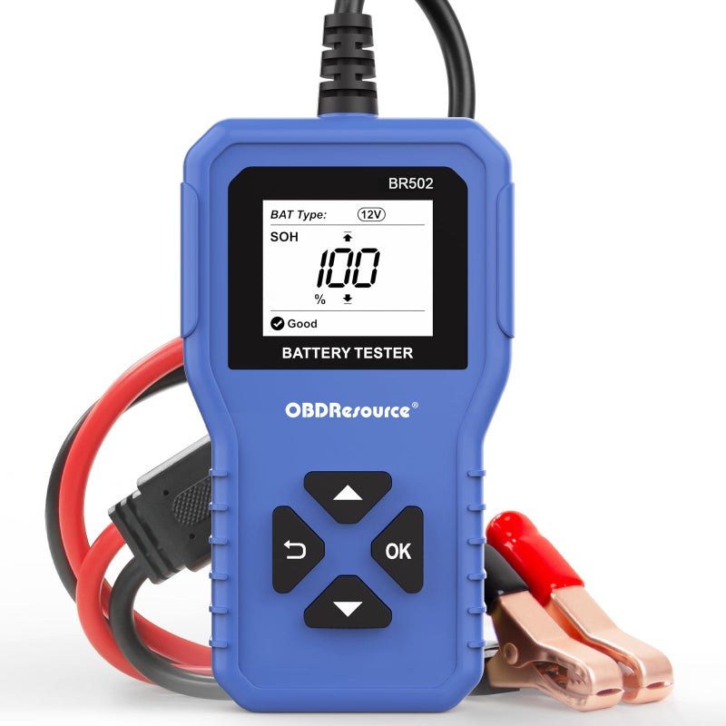 Car Battery Tester 6V 12V 24V Battery Voltage Tester BR502 1002000 CCA 2Ah220Ah Internal Resistance Tester Automotive Accurate Digital Auto Battery Analyzer for Car Truck Marine Motorcycle SUV Boat