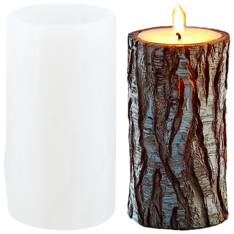 XIAOSHUI Tree Stump Silicone Candle Mold Tree Stump Cylindrical Candle Molds for Resin Casting Candle Home Decorate Candle Making Aromatherapy Candles Gypsum Clay Craft