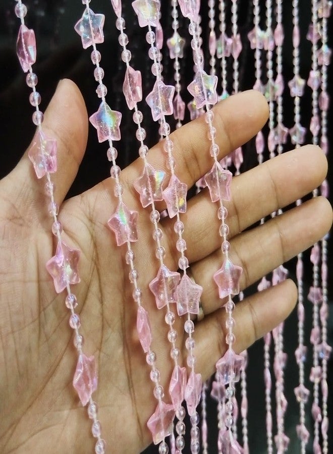 ave split Beaded Curtain Doorways Star Acrylic Hanging Door Beads String Curtains Tassel Room Divider Screen Decor for Doorway Window Living Room Wedding 049Star (Pink Star) - Image 2